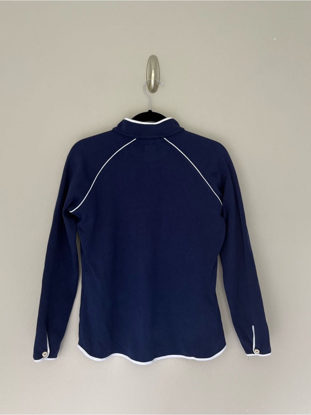 Clover by Bobby Jones Quarter Zip Pullover Navy White Trim Gold Clover Size M - Picture 13 of 13